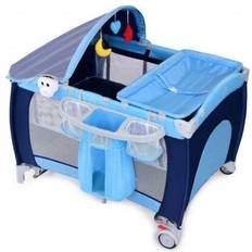 Playpen Costway 3-in-1 Foldable Baby Crib Playpen with Mosquito Net and Carry Bag