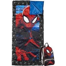Exxel Marvel Spiderman Youth Sized Camping Set with Sleeping Bag and Backpack, Multicolor