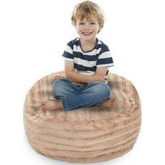 Kid's Room Cheer Collection Faux Fur Bean Bag Stuffed Animal Storage Case Taupe
