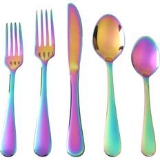 Lorena 20 piece rainbow flatware set, stainless steel colorful silverware dis