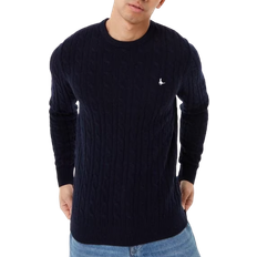 Jack Wills Marlow Merino Wool Blend Cable Knitted Jumper - Navy