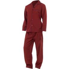 Bomull - Herre Pysjamaser Universal Textiles Mens Plain Long Sleeve Shirt & Trouser Bottoms Nightwear Pyjama Set - Red
