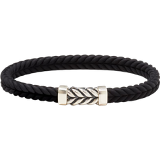 David Yurman Chevron Rubber Bracelet - Black/Sliver/Diamonds