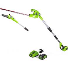 Cordless pole saw Greenworks Tools 40v 8-inch cordless pole saw with hedge trimmer attachment 2.0ah and
