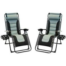 Camping None Sun-Ray 2pc Padded Zero Gravity Chair Set Grey and Black Grey & Black