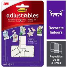 3M Command 8 Clips,12 Strips Adjustables Spring Clips