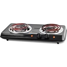 Freestanding Cooktops Ovente Electric Double Coil Burner Hot Plate Cooktop