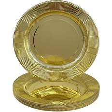 DISPOSABLE ROUND RIPPLED RIM CHARGER PLATES 10 PC Gold