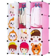 Clothes Racks Mount-It! Pink Children s Portable Clothes Closet Rack with XL Cubes