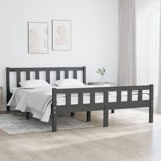 vidaXL grey, Solid Wood Bed Frame Bed Base