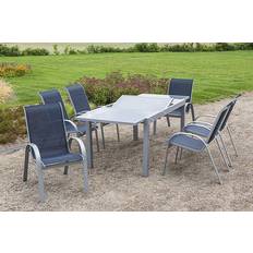 Blau Stühle Merxx Tischgruppe Amalfi, 7-tlg.