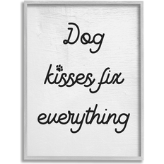 Stupell Industries Dog Kisses Fix Everything Pet Motivational Love Phrase Framed Polselli Figurine