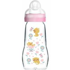 Mam Organic Garden Glasflasche 260 ml hitzebeständige und temperaturbeständige Fläschchen Sauger 2 mittlere Durchflussmenge für Babys ab 2 Monaten Farbe: Bonbon, 9001616819032