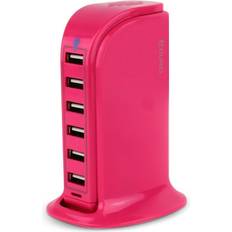 Aduro PowerUp 40-Watt 6-Port USB Charging Station Pink Single Pink