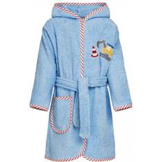 Tasche Morgenmäntel Playshoes Frotte-Bademantel Bagger blau