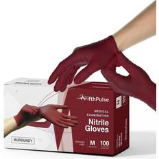 Disposable Gloves FifthPulse Burgundy Nitrile Disposable Gloves -L-Powder and Latex Free Surgical Medical Gloves