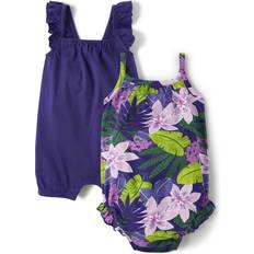 Purple Playsuits The Children Place Baby Girl Tropical 2-Pack Romper Sizes 0-24 Months