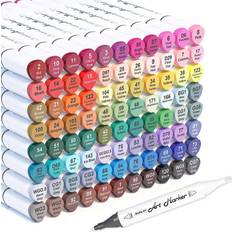 Shuttle Art 60 Colors Permanent Markers, Fine Point, Assorted Colors, Works on Plastic,Wood,Stone,Metal and Glass for Doodling, Coloring, Marking