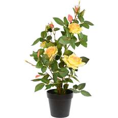 Artificial Plants Vickerman 522783 21" Yellow Rose Flower Bushes Artificial Plant