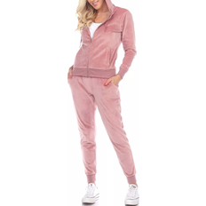 Pink - Women Jumpsuits & Overalls White Mark Women's Velour Tracksuit Set - Pink
