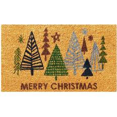 Rubber-Cal Merry Farm"" Door Mat, Green/Blue/Browns" Christmas Tree