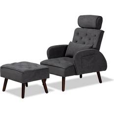 Baxton Studio Accent Chairs Grey/Walnut