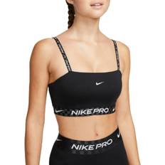 Nike Pro Indy Women's Light-Support Padded Bandeau Sports Bra - Black/Anthracite/White