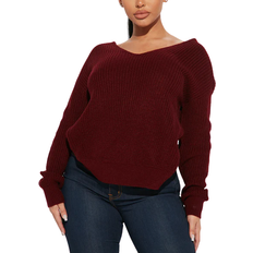 Fashion Nova Falls Favorite Girl Sweater II - Burgundy