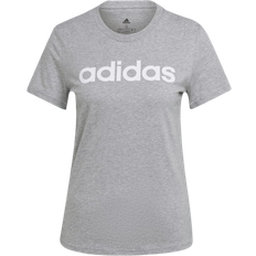 adidas Women's Loungewear Essentials Slim Logo T-shirt - Medium Grey Heather/White