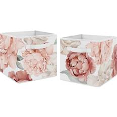 Boxes & Baskets Sweet Jojo Designs Peony Floral Garden & Ivory Fabric Bin Basket