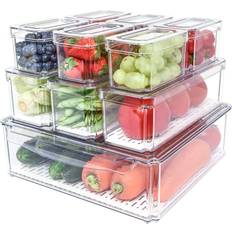 10pcs Clear Refrigerator Organizer Bins, Stackable Food Storage Organizer  With Handle, BPA Free And Plastic Freezer Organizer For Fridge, Pantry, Cabi