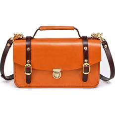 Orange Messenger Bags Leather Messenger Bag