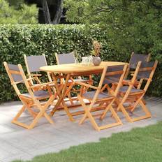 Spisegrupper ute vidaXL Outdoor Wood&Textilene Table&Chair Patio Dining Set