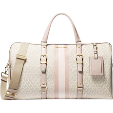 Weekend Bags Michael Kors Bedford Travel Extra-Large Logo Stripe Weekender Bag - Vanilla/Soft Pink