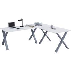 Silbrig Schreibtische VCM Lona 190x160x50 X-Füße Schreibtisch