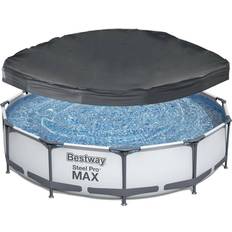 Bestway steel pro max round pool Bestway Steel Pro Max 12' x 30" Round Above Ground Frame Pool & Flowclear Cover 61.3 Gray