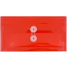 Jam Paper #10 Plastic Envelopes 5.3x10 12/Pack Red Button String Booklet