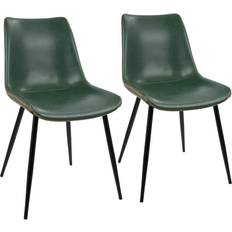 Green leather dining chairs Lumisource DC-DRNG BK+GN2 Durango Contemporary Kitchen Chair 2