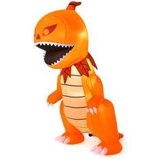 Inflatable Decorations Goplus 8-Foot Inflatable Halloween LED-Lit Pumpkin Head Dinosaur