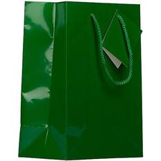 Jam Paper Glossy Gift Bags 8 x 10 x 4 Green 6/Pack Medium