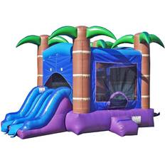 Inflatable Toys Commercial 12' x 18' Bounce House with Water Slide and Air Blower Green
