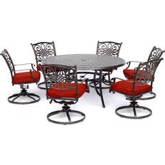 Patio Dining Sets Hanover CAMBRIDGE Red TRADDN7PCSWRD6-RED Cast-top Six Traditions Patio Dining Set
