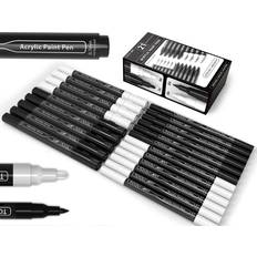 Flymax black acrylic paint pen, 6 pack 0.7mm acrylic black permanent marker  black paint pen
