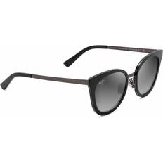 Wood Sunglasses Maui Jim Wood Rose Polarized Cat Eye Sunglasses, Black Gloss w/Dark