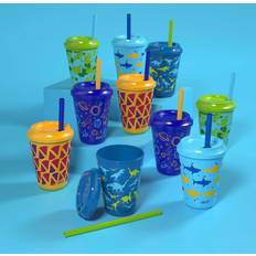 Ello Kids 16oz Color Changing Tumblers with Lids and Straws, 10 Pack-Rainforest