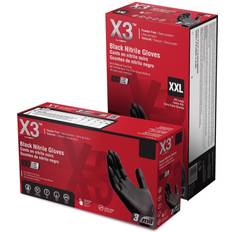 Disposable Gloves Ammex X3 Nitrile Disposable Gloves Black Powder Free pk