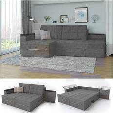 4-Sitzer Sofas VICCO Corner Couch Grey Sofa 240cm 4-Sitzer