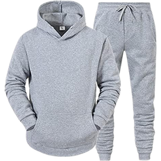 Jumpsuits & Overalls Generic Men's Tracksuit 2 Piece Hooded Athletic Sweatsuits - Grey