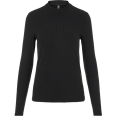 Pieces Kylie Long Sleeve Ribbed Top - Black