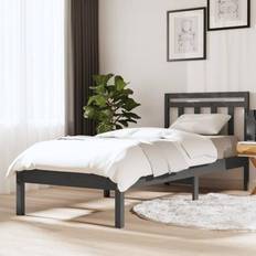 Senger & Madrasser vidaXL grey, 100 Solid Pine Bed Frame